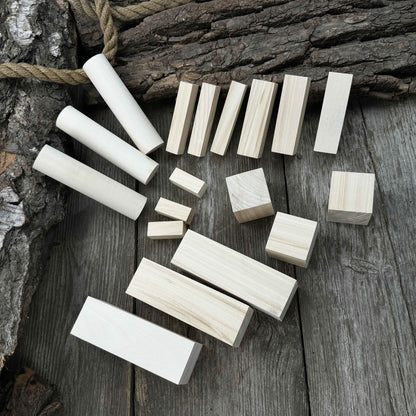 Set of 18 assorted linden wood carving blanks in various sizes by Sharky Forged Steel Tools