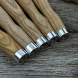 Set of 5 ash wood chisel and gouge handles with aluminum rings by Sharky Forged Steel Tools