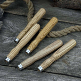 Set of 5 ash wood chisel and gouge handles with aluminum rings by Sharky Forged Steel Tools