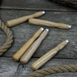 Set of 5 ash wood chisel and gouge handles with aluminum rings by Sharky Forged Steel Tools