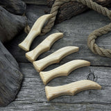 Set of 5 ergonomic ash wood knife handles by Sharky Forged Steel Tools