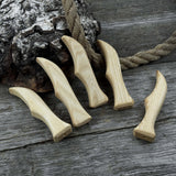 Set of 5 ergonomic ash wood knife handles by Sharky Forged Steel Tools