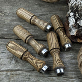 Set of 5 ash wood tool handles with aluminum rings for woodworking tools