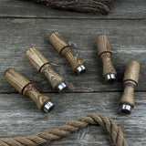 Set of 5 ash wood tool handles with aluminum rings for woodworking tools