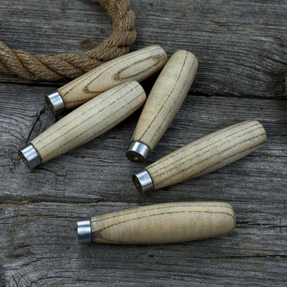 Set of 5 compact ash wood replacement handles with aluminum reinforcement rings
