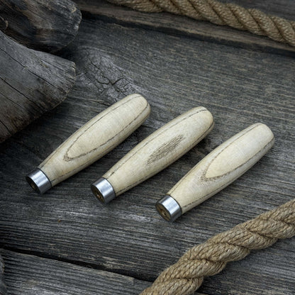 Set of 5 compact ash wood replacement handles with aluminum reinforcement rings