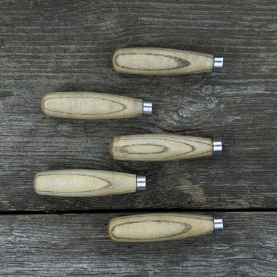 Set of 5 compact ash wood replacement handles with aluminum reinforcement rings