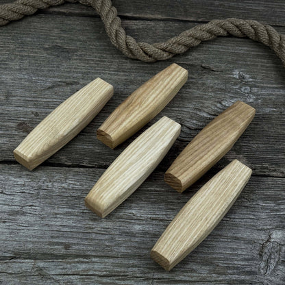 Set of 5 ergonomic ash wood replacement handles for knives and drawknives by Sharky Forged Steel Tools
