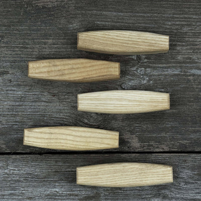 Set of 5 ergonomic ash wood replacement handles for knives and drawknives by Sharky Forged Steel Tools