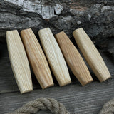 Set of 5 ergonomic ash wood replacement handles for knives and drawknives by Sharky Forged Steel Tools