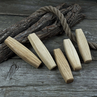 Set of 5 ergonomic ash wood replacement handles for knives and drawknives by Sharky Forged Steel Tools