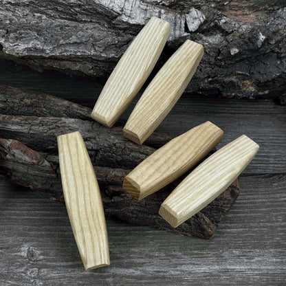 Set of 5 ergonomic ash wood replacement handles for knives and drawknives by Sharky Forged Steel Tools