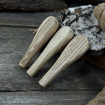 Set of 5 universal ash wood handles for carving knives and small tools