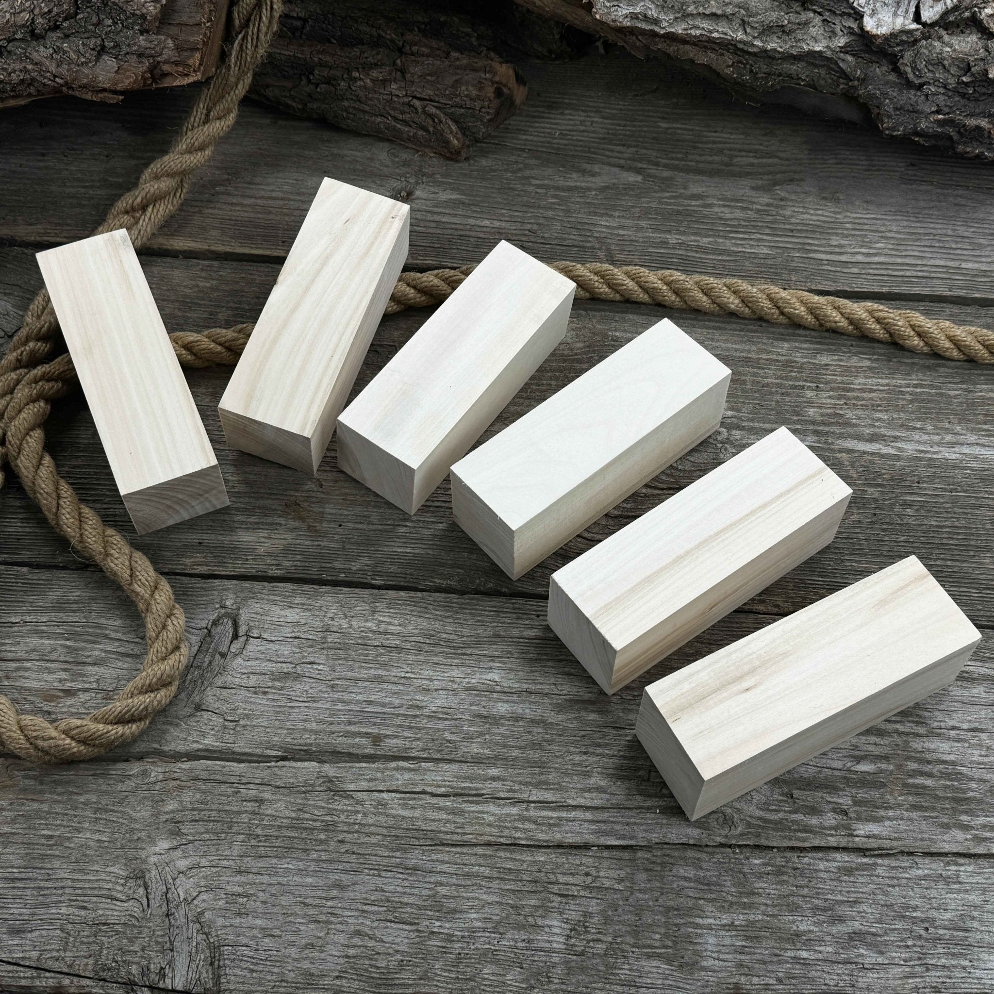 Set of 6 large linden wood carving blanks by Sharky Forged Steel Tools