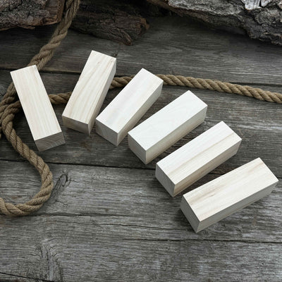 Set of 6 large linden wood carving blanks by Sharky Forged Steel Tools