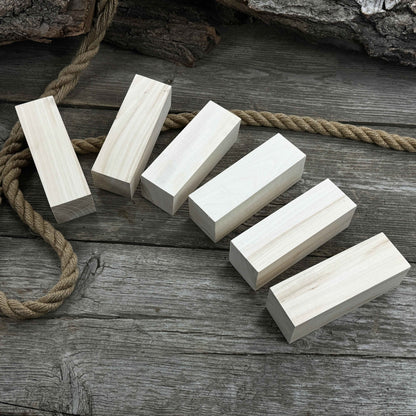 Set of 6 large linden wood carving blanks by Sharky Forged Steel Tools