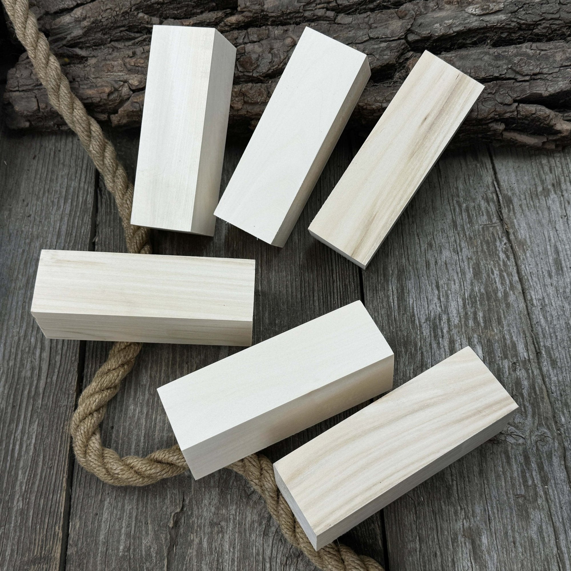 Set of 6 large linden wood carving blanks by Sharky Forged Steel Tools