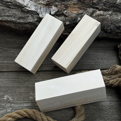 Set of 6 large linden wood carving blanks by Sharky Forged Steel Tools