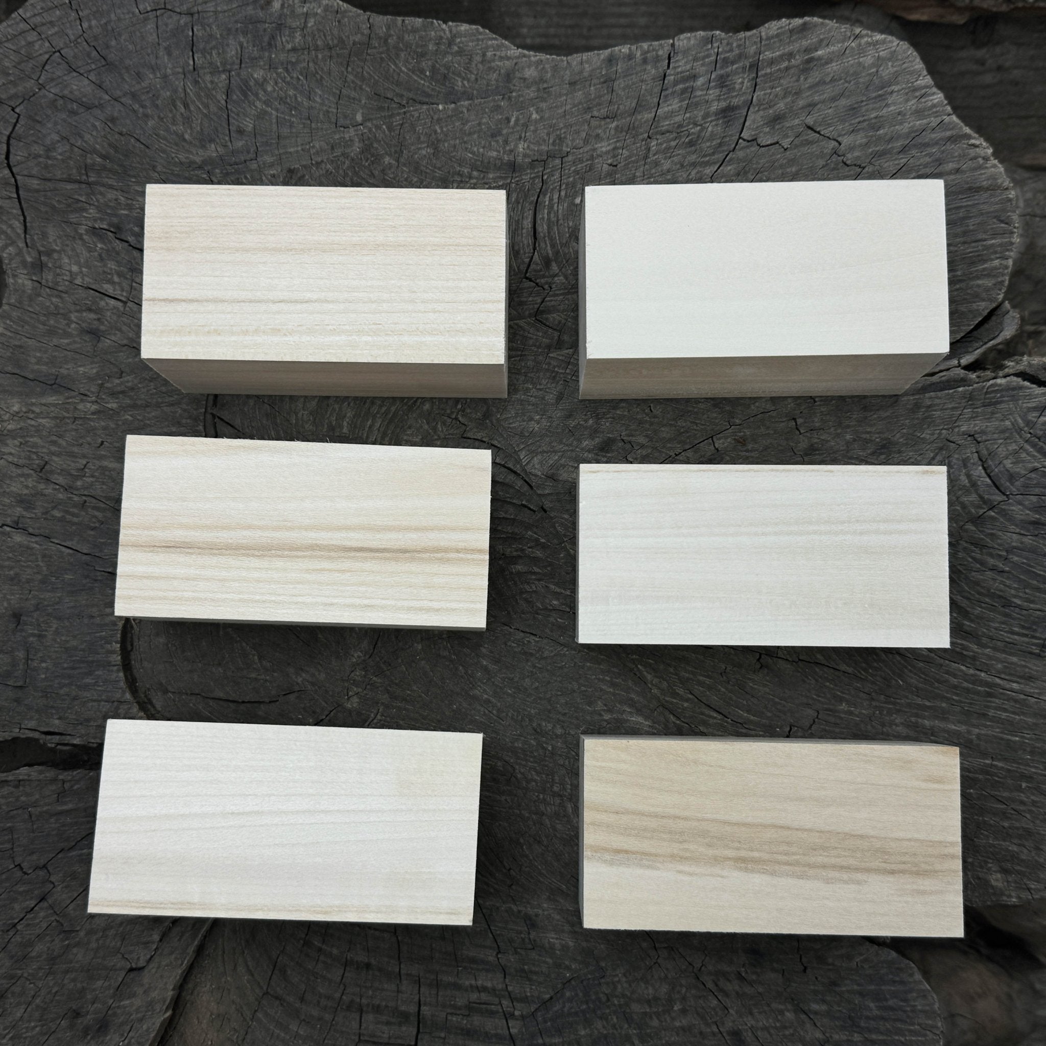 Set of 6 smooth linden wood carving blanks sized 10 by 5 by 5 centimeters