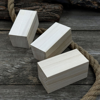 Set of 6 smooth linden wood carving blanks sized 10 by 5 by 5 centimeters