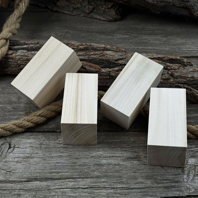 Set of 6 smooth linden wood carving blanks sized 10 by 5 by 5 centimeters