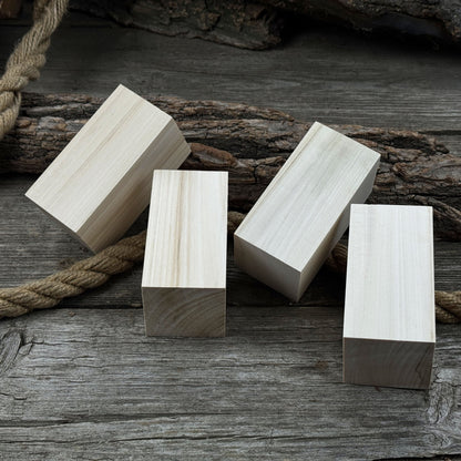 Set of 6 smooth linden wood carving blanks sized 10 by 5 by 5 centimeters