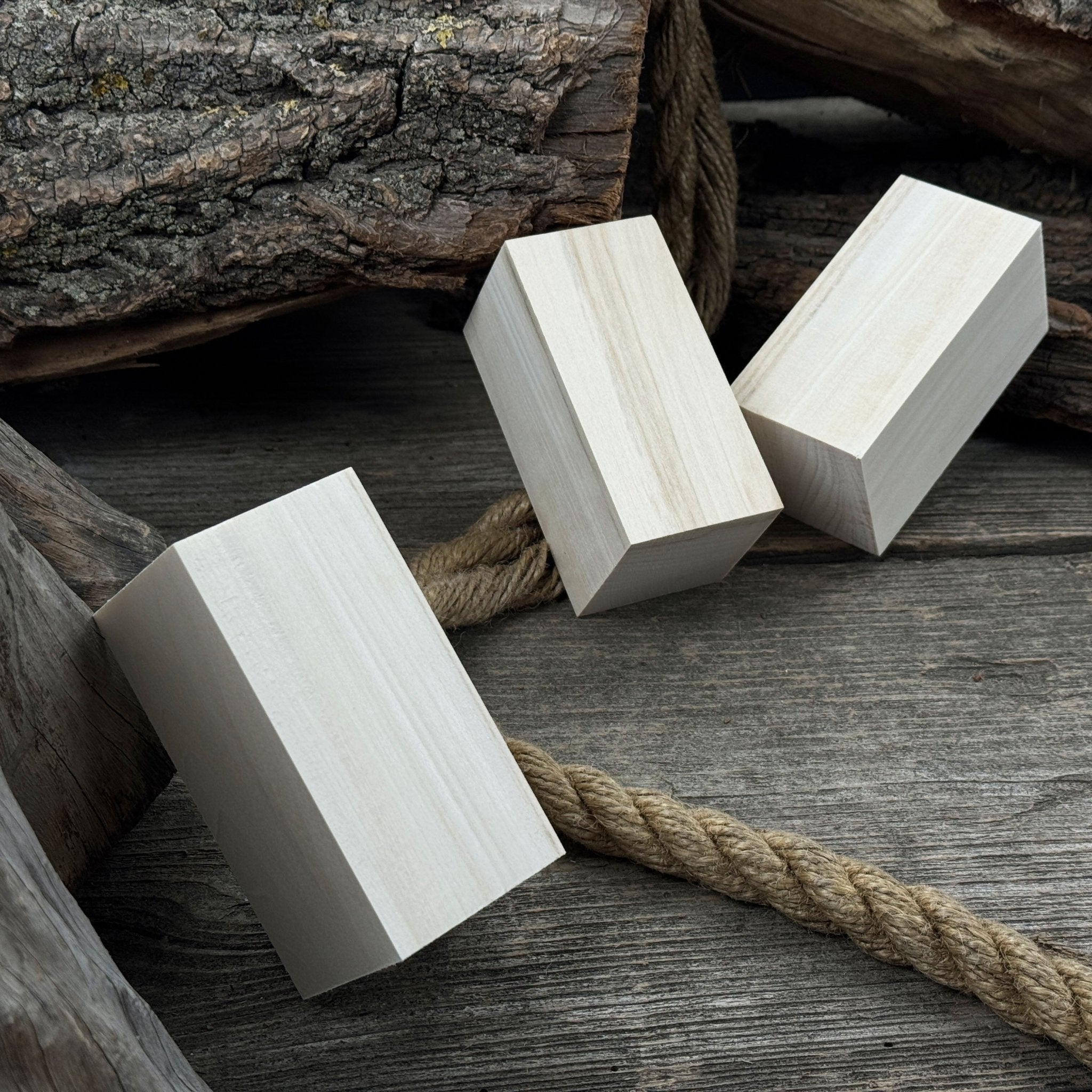 Set of 6 smooth linden wood carving blanks sized 10 by 5 by 5 centimeters