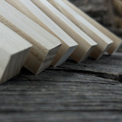 Set of 6 slim linden wood carving blanks, 10 x 2 x 2 cm, smooth unfinished surface