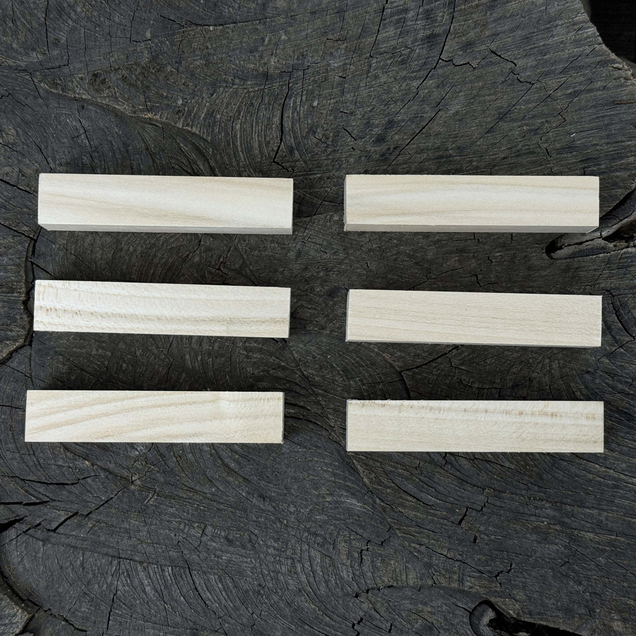 Set of 6 slim linden wood carving blanks, 10 x 2 x 2 cm, smooth unfinished surface