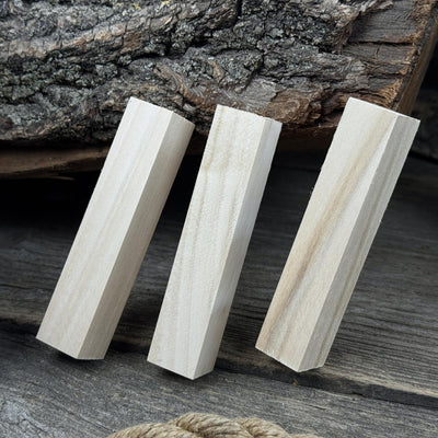 Set of 6 slim linden wood carving blanks, 10 x 2 x 2 cm, smooth unfinished surface