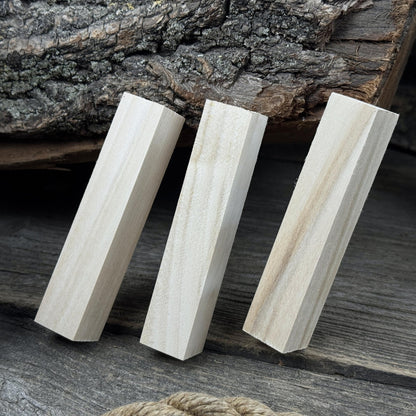 Set of 6 slim linden wood carving blanks, 10 x 2 x 2 cm, smooth unfinished surface