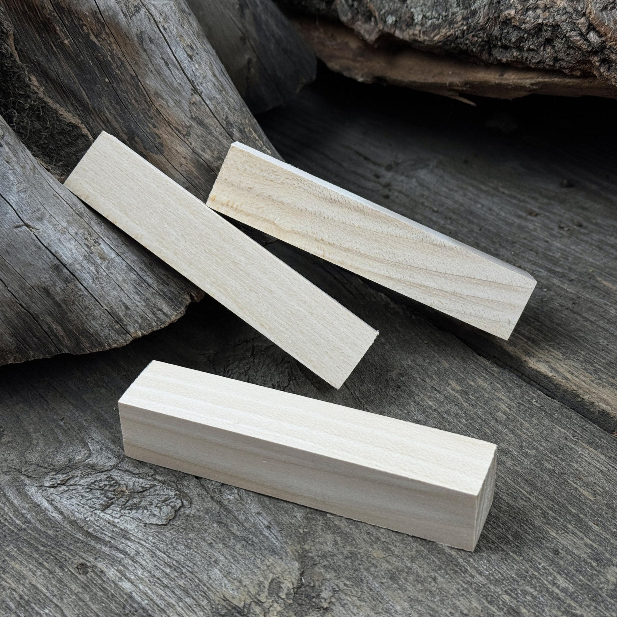 Set of 6 slim linden wood carving blanks, 10 x 2 x 2 cm, smooth unfinished surface