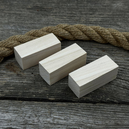 Set of 6 smooth linden wood carving blanks sized 5 by 2 by 2 centimeters
