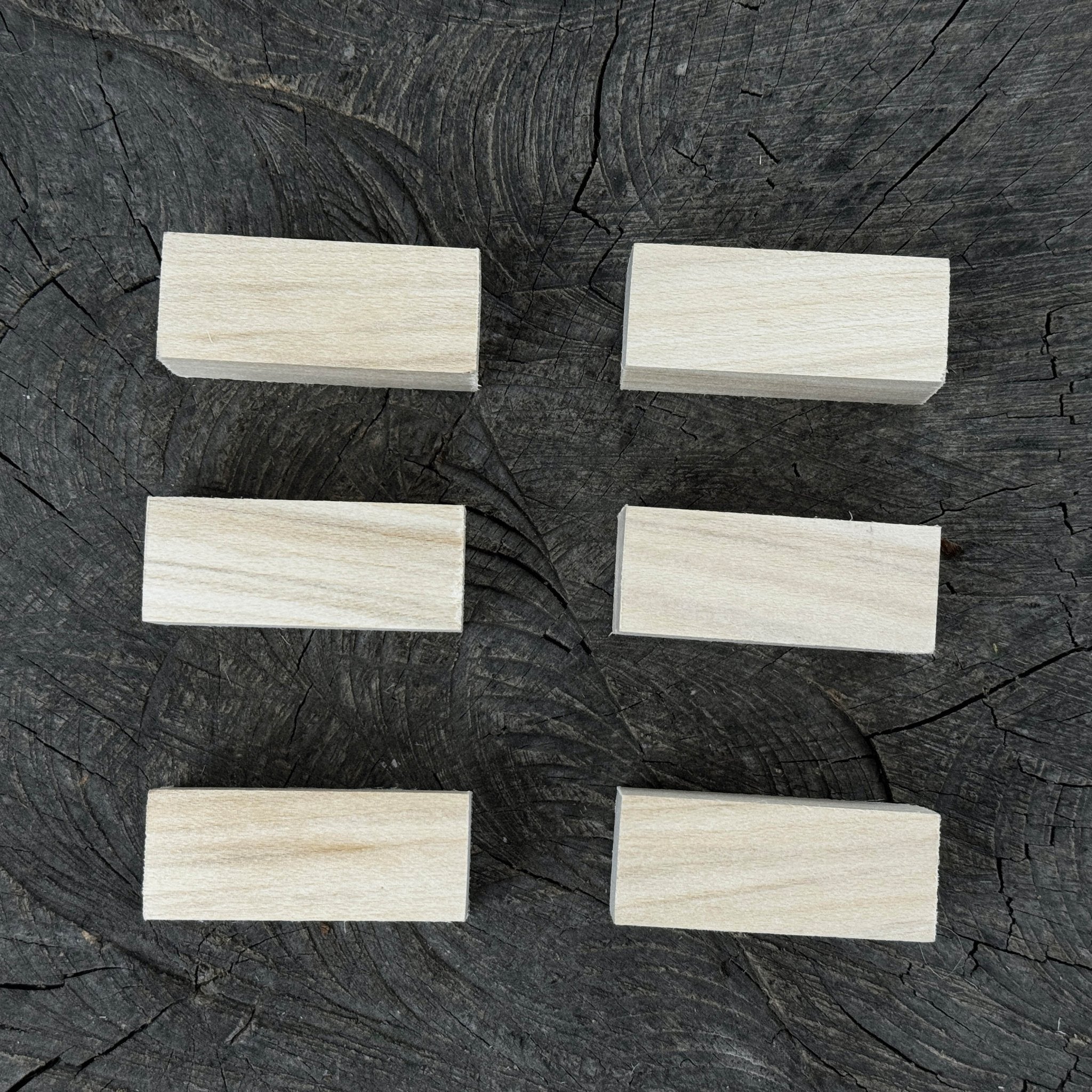 Set of 6 smooth linden wood carving blanks sized 5 by 2 by 2 centimeters