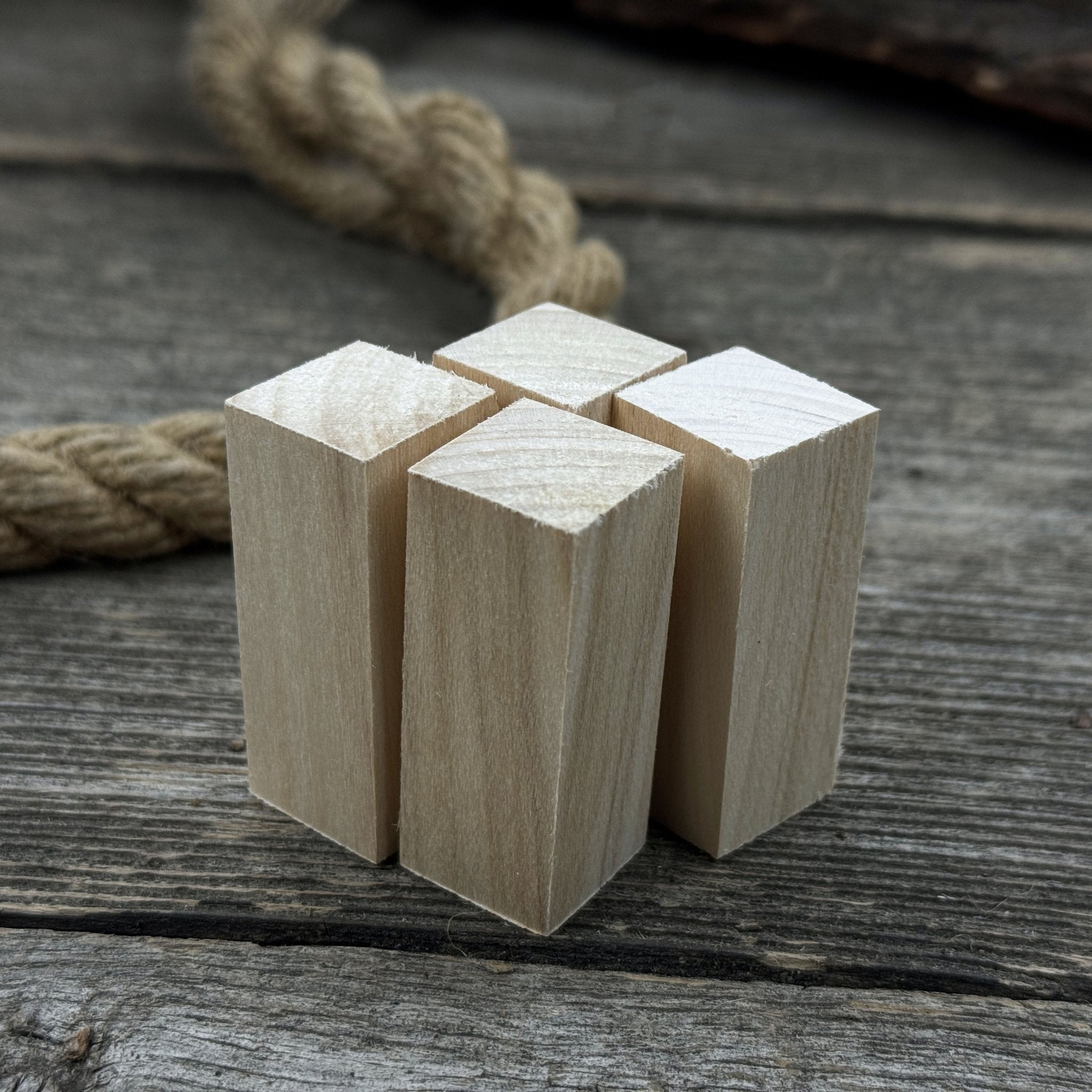 Set of 6 smooth linden wood carving blanks sized 5 by 2 by 2 centimeters