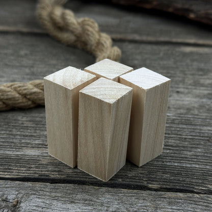 Set of 6 smooth linden wood carving blanks sized 5 by 2 by 2 centimeters