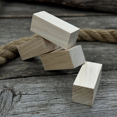 Set of 6 smooth linden wood carving blanks sized 5 by 2 by 2 centimeters