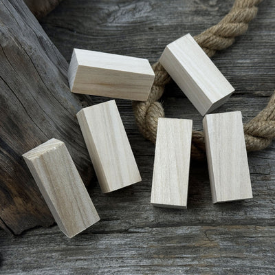 Set of 6 smooth linden wood carving blanks sized 5 by 2 by 2 centimeters
