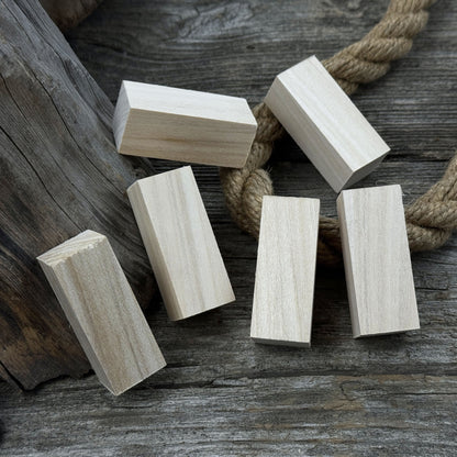 Set of 6 smooth linden wood carving blanks sized 5 by 2 by 2 centimeters