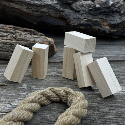 Set of 6 smooth linden wood carving blanks sized 5 by 2 by 2 centimeters