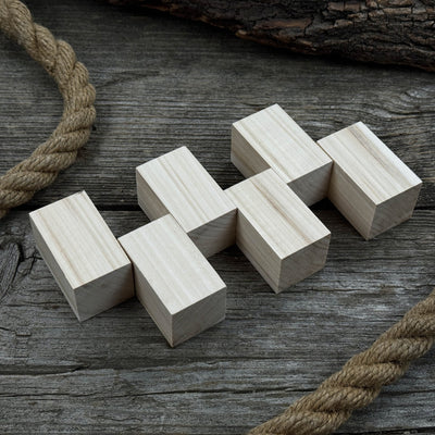 Set of 6 smooth linden wood carving blanks, 5 by 3 by 3 cm, ready for carving and crafting