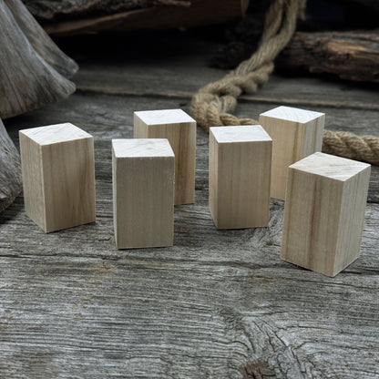 Set of 6 smooth linden wood carving blanks, 5 by 3 by 3 cm, ready for carving and crafting