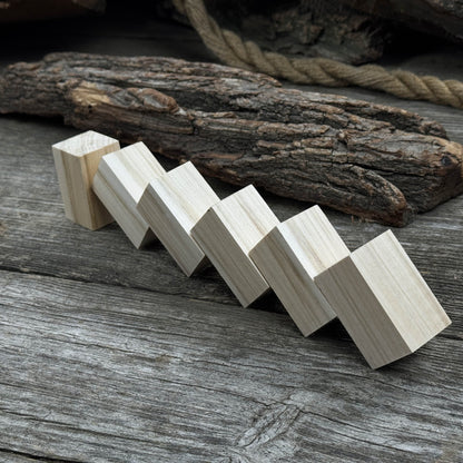 Set of 6 smooth linden wood carving blanks, 5 by 3 by 3 cm, ready for carving and crafting
