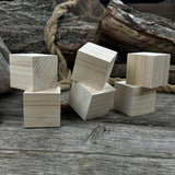 Set of six smooth linden wood carving blanks, each a 5 cm cube, ready for carving and crafts