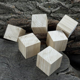 Set of six smooth linden wood carving blanks, each a 5 cm cube, ready for carving and crafts