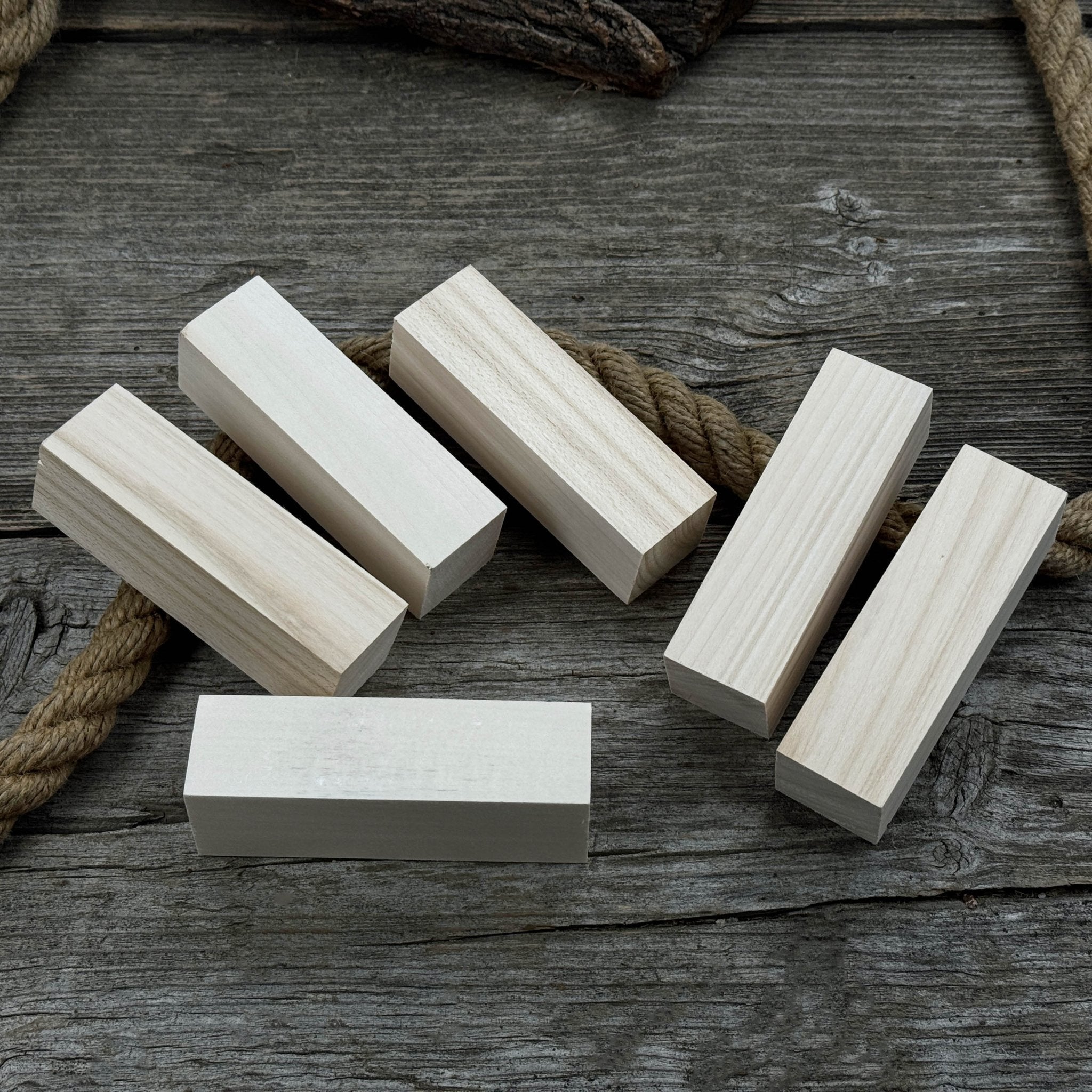 Set of 6 medium rectangular linden wood carving blanks by Sharky Forged Steel Tools