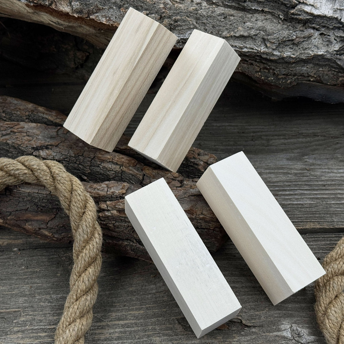 Set of 6 medium rectangular linden wood carving blanks by Sharky Forged Steel Tools