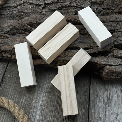 Set of 6 medium rectangular linden wood carving blanks by Sharky Forged Steel Tools