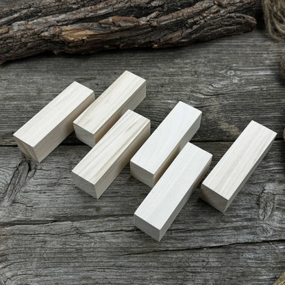 Set of 6 medium rectangular linden wood carving blanks by Sharky Forged Steel Tools