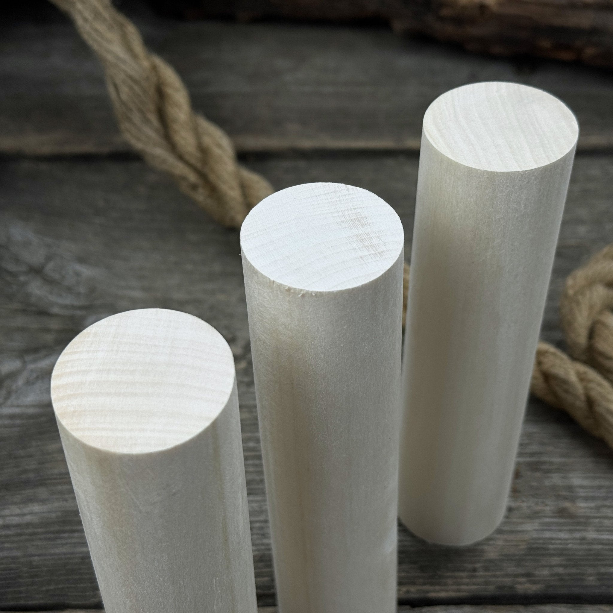 Set of 6 round linden wood carving blanks by Sharky Forged Steel Tools
